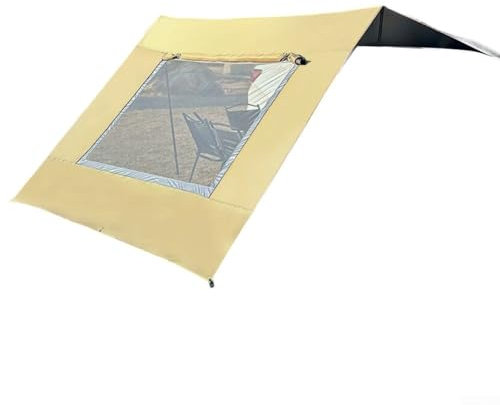 Besttoolifes Tenda parasole per camper, 2,8 x 4,8 m, impermeabile, in tessuto Oxford, con supporto a ventosa per finestra in rete, per campeggio all'aperto (cachi)
