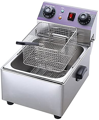 HPTHLY Friggitrice Professionale con Cestello, Friggitrice Elettrica in Acciaio Inox da 3000 W con Limitatore di Temperatura E Timer per Patatine Fritte di Tacchino,15L