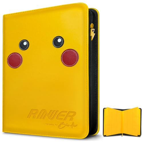 Sammelkarten Album, 9 Taschen 360 Karten Kapazität Sammelalbum Karten mit 20 Seiten, Reißverschluss Binder Sammelmappe Ordner Heft für Sammler und Kinder (Gelb)