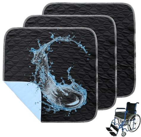 TTIAYAO Waschbare Inkontinenz Stuhlauflage 3 Stück Inkontinenzunterlage Waschbar Inkontinenz Sitzauflage wasserdichte Saugfähige Inkontinenzunterlagen für Rollstuhl Autositz Sofa 50x50cm