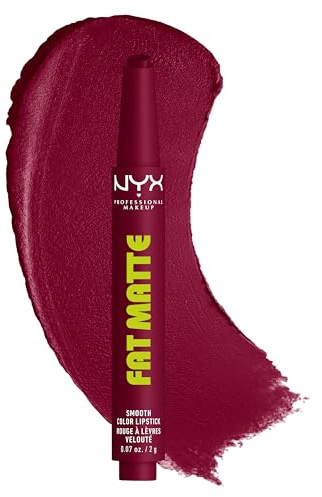 NYX Professional Makeup, Fat Matte Smooth Color Lipstick, soft-mattes Finish mit cremiger Textur, intensive Farbe mit jedem Klick, leichte vegane Formel, Farbton: Berry Smooth | Ultra-pigmentierter Lippenstift mit einer nicht austrocknenden Formel in Berry Smooth