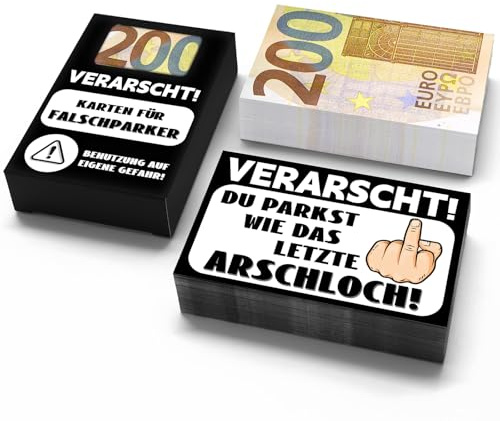 WAMIOKAGRO Scheiße Geparkt Auto Gadgets, 50 Stück Lustige Falschparker Karten, 200€ Geldschein-Design, Scheisse Geparkt, Scherzartikel Gegen Autofahrer, Lustige Gadgets