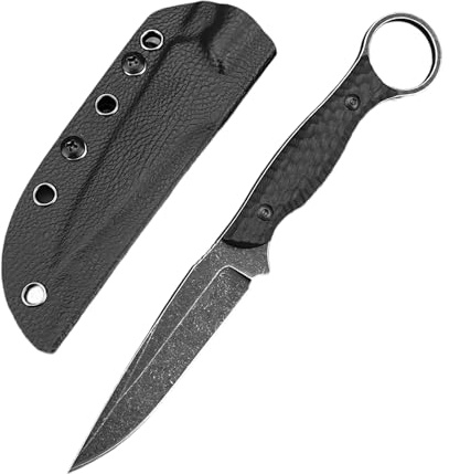 Verkto Outdoor Messer Feststehende Klinge mit Kydex Scheide, EDC-Messer, Full-Tang Survival Messer mit G10-Griff für Camping, und Wandern, Geschenk für Männer (Schwarz)