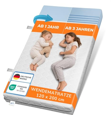 Komfortschaummatratze 120 x 200 cm SOMI ergonomische 7-Zonen Kinder- Jugendmatratze SOMI, waschbarer Bezug, Formstabil & Langlebig – Härtegrad H1 & H2, Höhe 16 cm