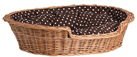 e-wicker24 Alles aus Weide Hundekorb aus Weide für Hund und Katze Hundebett Katzenbett mit Kissen Tierkorb geflochten Katzenkorb 60x43 H16
