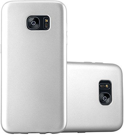 Cadorabo Hülle kompatibel mit Samsung Galaxy S7 Edge Schutzhülle TPU Silikon Case Metallic Design Slim Kratzfest Weiche Gummi mit Rundumschutz Case Hülle für Galaxy S7 Edge in Silber