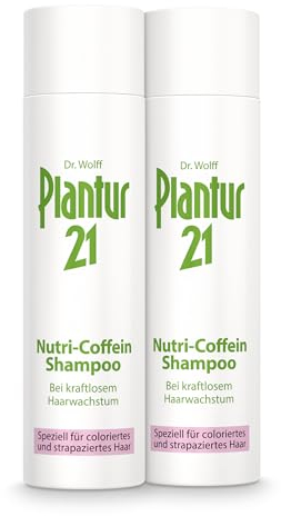 Plantur 21 Nutri-Coffein Shampoo – 2 x 250 ml - Shampoo zur Pflege und Verbesserung des Haarwachstums – für coloriertes und strapaziertes Haar – silikonfrei