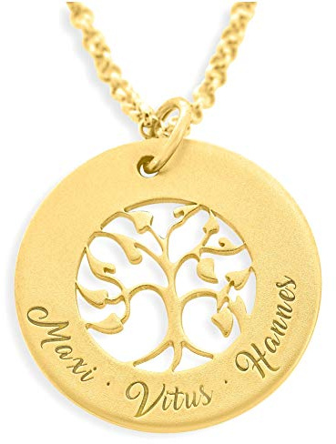 Kette gold mit Namen Gravur Schmuck Familienkette 925 Silber Lebensbaum Schmuck mit Gravur mit Namen Collier tree of life besondere Kette | HANDMADE IN GERMANY