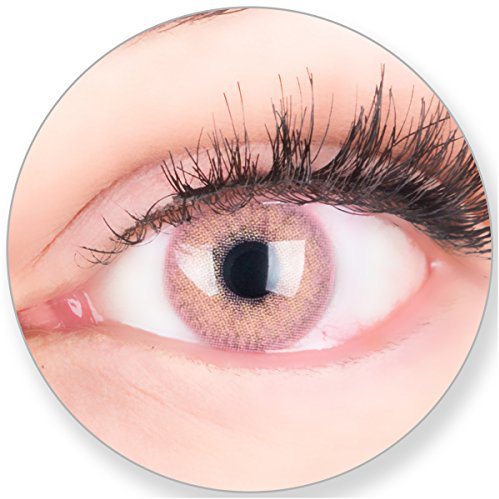 Glamlens Kontaktlinsen farbig pink ohne Stärke - mit Kontaktlinsenbehälter. Sehr stark deckende natürliche Pastell Violett Pink 1 Paa Monatslinsen weich Silikon Hydrogel