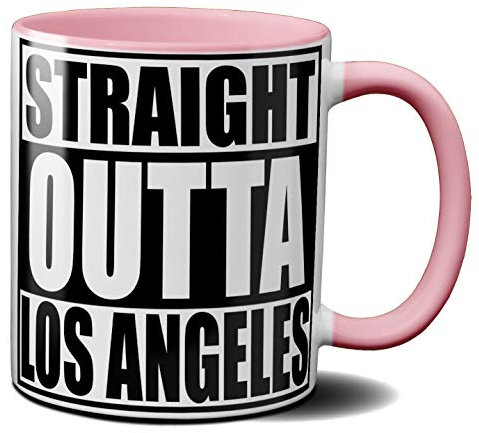 OM3® - Los-Angeles - Tasse | Keramik Becher | USA American City Mug | 11oz 325ml | Beidseitig Bedruckt | Rosa