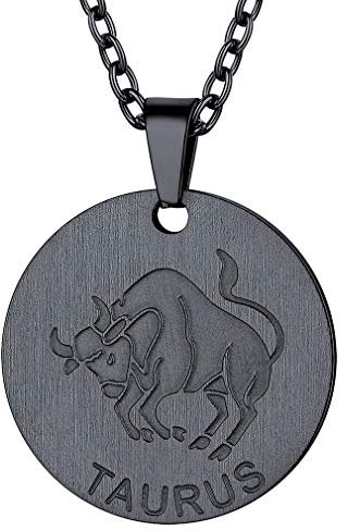 FaithHeart sternzeichen stier Halskette, Punk Sternbild kette, Herren schwarz anhänger für Geburtstag Vatertag