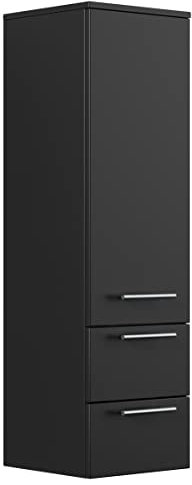 emotion Hochschrank 120 cm schwarz seidenglanz mit Glaseinlagen