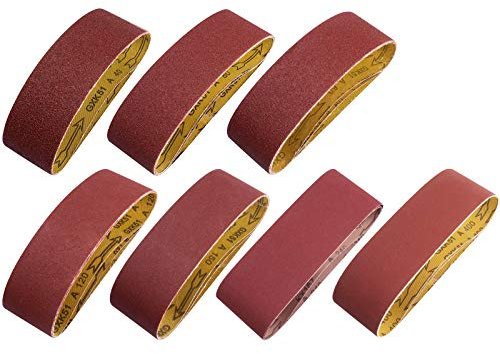 S SATC 20 PCS Sanding Belts 75 × 533 mm Aluminum Oxide Belt Sander Sanding Belts 40/60/80/120/150/240/400 Assorted Grits Sanding Belts for Belt Sander