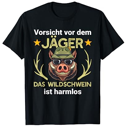 Lustiges Wildschwein Jäger Jagd Wald T-Shirt