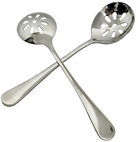 Goeielewe Servierlöffel mit Schlitzen, 19,6 cm, Edelstahl, für Buffet, Abendessen, Restaurants, Kichen (Schlitzlöffel)