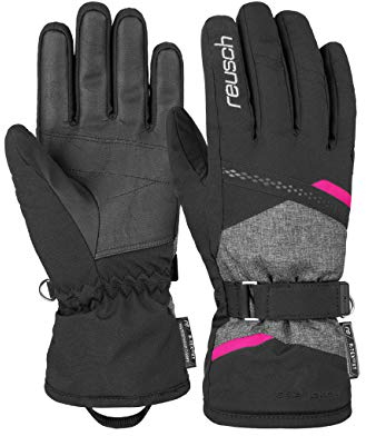 Reusch Hannah R-TEX® XT Winddichte, wasserdichte, extra atmungsaktive und warme Winterhandschuhe Fingerhandschuhe Schneehandschuhe Skihandschuhe für Damen, Blck/Blck Melang/Pink Glo, 6