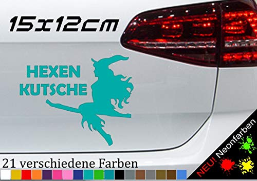 Aufkleber Hexenkutsche Tattoo Car Sticker Witch Broom Spruch funny Drude 15x12cm in 21 Farben