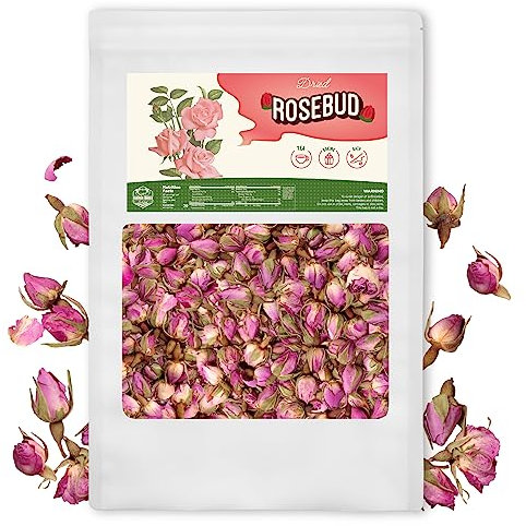 Farmer Queen Dried Rose Buds 4 Ounce for Fragrant Herb Tea Rich In Vitamin A, C for Rose Water, Baking, Cooking, Decoration