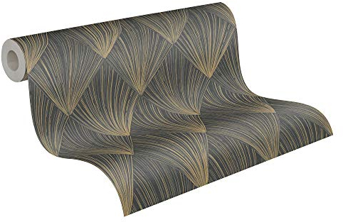 Livingwalls Vliestapete Metropolitan Stories Art Déco Tapete AVA New York 10,05 m x 0,53 m metallic schwarz 378644 37864-4