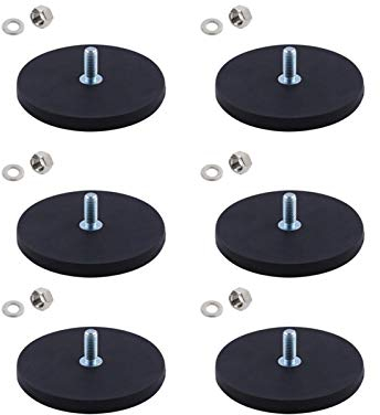 Neodym Magnete Gummiert, 22mm/43mm/66mm Gummi Runde Magnete, Bis 55KG Stark, Zugkraft Flachgreifer Magnet für Schrauben Öse oder Haken