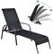 RELAX4LIFE Liegestuhl, Relaxliege mit verstellbare Rückenlehne(5-stufig) & Armlehne, Sonnenliege für Garten & Strand & Terrasse & Balkon, Strandliege Metallrahmen, bis 160 kg belastbar