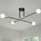 MRHYSWD Deckenleuchte Vintage, 4 Flammig Industrial Deckenlampe Schwarz Gold für Wohnzimmer Schlafzimmer KüChe Esszimmer Flur, Sputnik Kronleuchter Modern Pendelleuchte, E27 Sockel(Ohne GlüHbirnen)