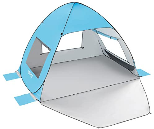 TOBTOS Tienda de campaña de Playa desplegable UPF 50+, sombrilla de Playa, Refugio Solar automático para 3-4 Personas, protección UV, Parasol portátil, fácil de Instalar, cabaña para bebé, Ligera con
