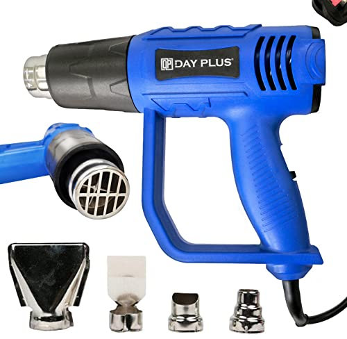 Heißluftpistole Kit 2000 Watt, Heißluftgebläse Heißluftfön 4 Aufsatzdüsen, 2 Temperaturregelung 300°C/650°C, 2-Stufen-Gebläse, Thermosicherung, 2m Kabel zum Gezielten Entflecken, Löten und Schrumpfen