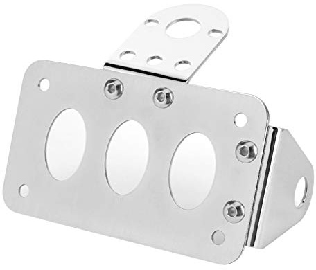 Motorcycle License Holder, Aluminium Alloy Motorcycle License Mount Plate Holder Bracket Side Mounted Tail Light Aluminium Alloy Frame(Silver)