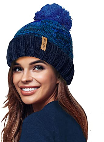 RockJock STORMACTIVE 100% wasserdicht Damen Unisex Chunky Ombre Warm Winter Teddy Fleece Gefüttert Gestrickte Pompom Beanie Mütze