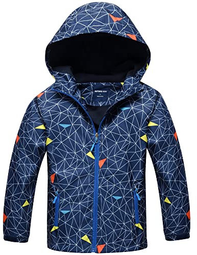 Manteaux Imperméables Garçon, Blouson Imperméable pour Enfants Veste de Pluie à Capuche Coupe Vent Veste de Pluie Légère Imprimée Printemps Automne, 3-4 Ans