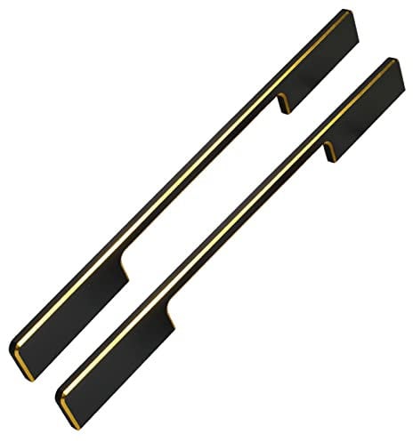 zhijiaqian456 2 PCS Kitchen Cupboard Handles Square, Modern Cabinet Door Handle Zinc Alloy Solid Pull Handles for Cupboard Drawer Wardrobe Furniture Sideboard with Screws - Matte Black (230mm)