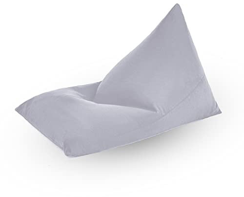 PHASFBJ Gefüllter Sitzsack für Kinder (Keine Füllung, nur Sitzsack Hüllen), Aufbewahrungstasche für Deckenkleidung für Erwachsene, Dreieckiger fauler Sofa-Sitzsack (47''*32*32),Grau