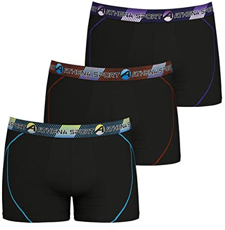 Athena - Lot de 3 Boxers Homme Sport Training Dry - Microfibre Ultra Extensible Respirante, Séchage Rapide - Label Oeko-TEX - Noir-Noir-Noir, 5 (XL)