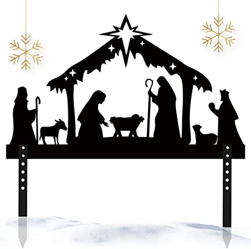 Weihnachtskrippe Outdoor Hof, Metall Krippe Silhouette, Metall Pfähle, Display Frohe Weihnachten Rasen Winter Gras Dekorationen für Urlaub