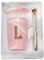 Buchstabe L personalisierte Buchstabe L, personalisierte Marmor-Kaffeetasse, Buchstabe L, Buchstabe Kaffeetassen für Frauen, Brautparty-Geschenke, Mann und Frauen, Tasse 400 ml, Rosa mit Geschenkbox