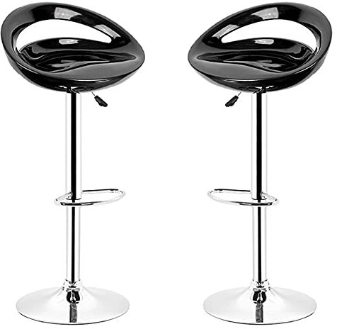 Baiyun Barhocker mit Lehne 2er Set, Plastik Sitz hocker Höhenverstellbar, Metall Barstuhl Basis mit Fußstütze, Schwarz (2)