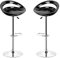 Baiyun Barhocker mit Lehne 2er Set, Plastik Sitz hocker Höhenverstellbar, Metall Barstuhl Basis mit Fußstütze, Schwarz (2)