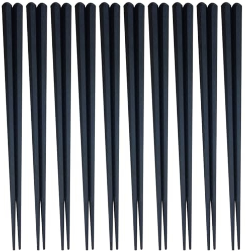 10pairs Reusable Japanese Style Hexagon Shape Non-Slip Chopsticks Comfortable Grip Kitchen Tableware for Sushi Noodle Soup Hot Pot BBQ