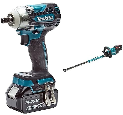 Makita DTW300RTJ Schlagschrauber 18 V / 5,0 Ah, 2 Akkus + Ladegerät im MAKPAC & DUH751Z Akku-Heckenschere 75 cm 18 V (ohne Akku, ohne Ladegerät)