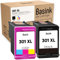 basink Tintenpatrone kompatibel mit HP 301XL Pack 2 Schwarz Farbe für DeskJet 2540 1010 1510 2050 2544 2510 1050A 1000 OfficeJet 2620 4630 4632 2622 Envy 4504 5534 55333 6