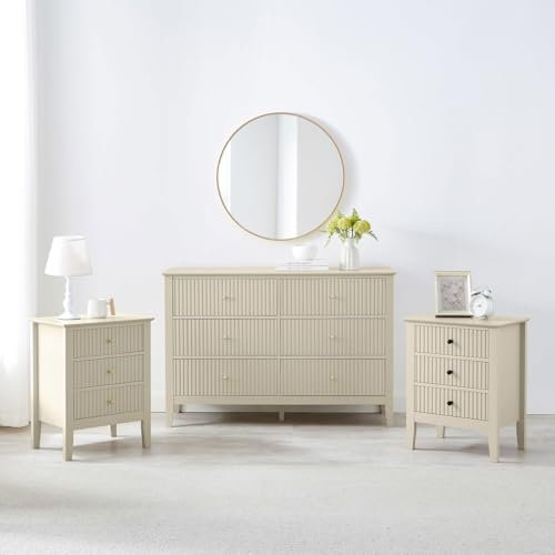 Melody Maison Large Chest of Drawers and Pair of Bedside Tables - Hales Taupe Range