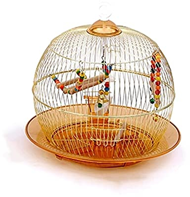 NEWNAN Flugkäfig, Papageienkäfig, rund, luxuriös, Goldener Metall-Vogelkäfig, Vogelhäuschen, Vogelkäfig (Größe: L)