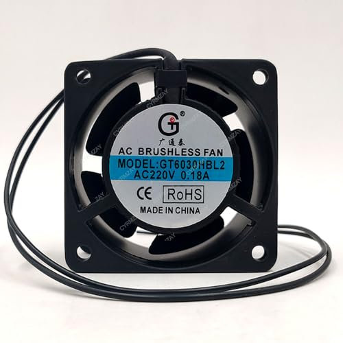 CYRMZAY Ventilador Compatible para Guangtai GT6030HBL2 220V 0.18A 60x60x30 6cm 2-Wire cooling Ventilador