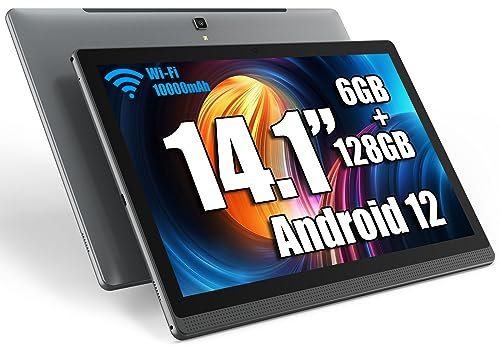 azamp Tablet MES-B1, 14.1 Inch Android 13 Tablets with 1920 * 1080 IPS HD Large Display, 6GB/128GB, WiFi, and 10000mAh Battery - Ideal for Productivity, Entertainment, and Education