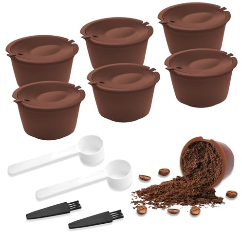 6 Piezas Cápsulas de Café Reutilizables para Nespresso Dolce Gusto, Capsulas para Dolce Gusto Recargables para Nespresso Dolce Gusto Cápsulas Filtros Café Recargable Reutilizable(Marrón)