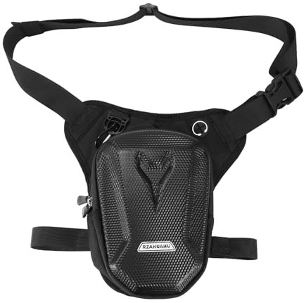 Sac de cuisse et de jambe pour homme et femme - Grande capacité - Pour la course, le cyclisme, la moto, le sport, Noir , Taille unique, Poche sur la cuisse et poche sur la jambe