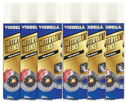Théo Lot de 6 NETTOYANT Freins 600 ML, Nettoyant pour Freins Voiture/Moto, Brake - Cleaner, Super-Dégraissant, Ultra-Efficace, Rapide et Puissant...