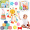 Perbabe Baby Spielzeug für 6 bis 12 Monate, Montessori Spielzeug Baby 26 Stücke Babyspielzeug ab 6 Monate Krabbe Babyspielzeug, Stapelspielzeug, Quetsch Bälle, Beißring, Bausteine Geschenk für Baby