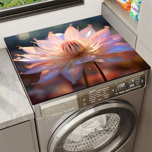 Highdi Housse de Protection pour Machine à Laver Top, Coussin de Machine à Laver Antidérapant Housse de Machine à Laver pour Machine à Laver Ou Sèche-Linge (Motif Lotus 4,40 * 40cm)
